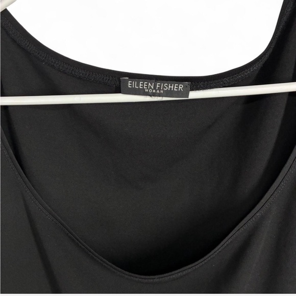 Eileen Fisher 100% Silk Black Scoop Neck Shirt, Size Large - Picture 2 of 4